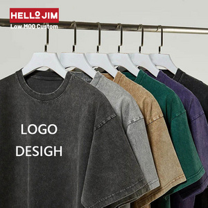 Plain cotton T shirt custom 250 GSM vintage acid wash t shirt heavy weight oversized blank t shirts for high quality