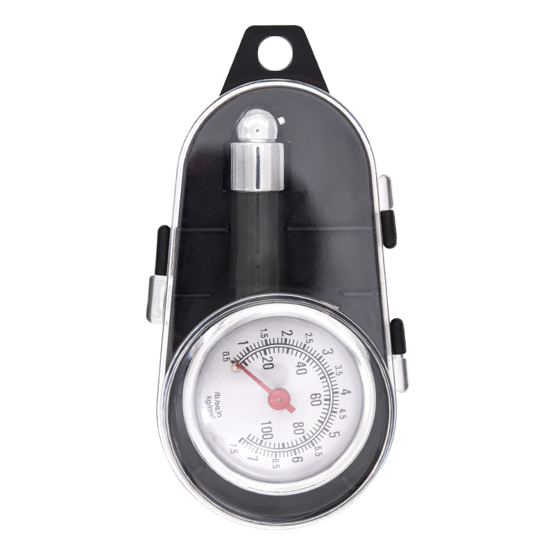 Mini Plastic Box Mechanical Pointer Tire Pressure Gauge Metal Portable High Precision 100PSI Tire Pressure Gauge