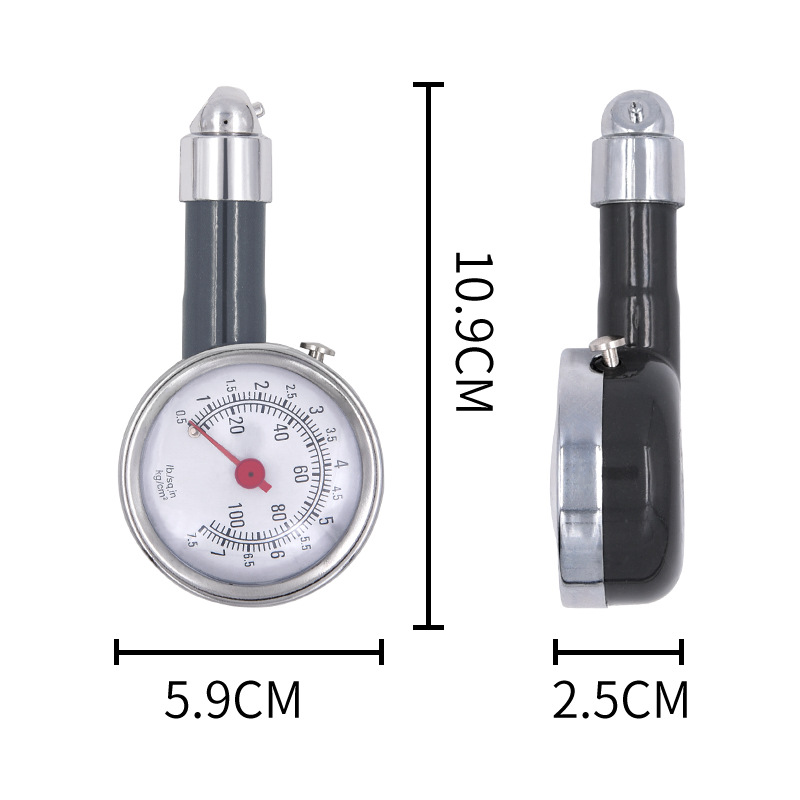 Mini Plastic Box Mechanical Pointer Tire Pressure Gauge Metal Portable High Precision 100PSI Tire Pressure Gauge