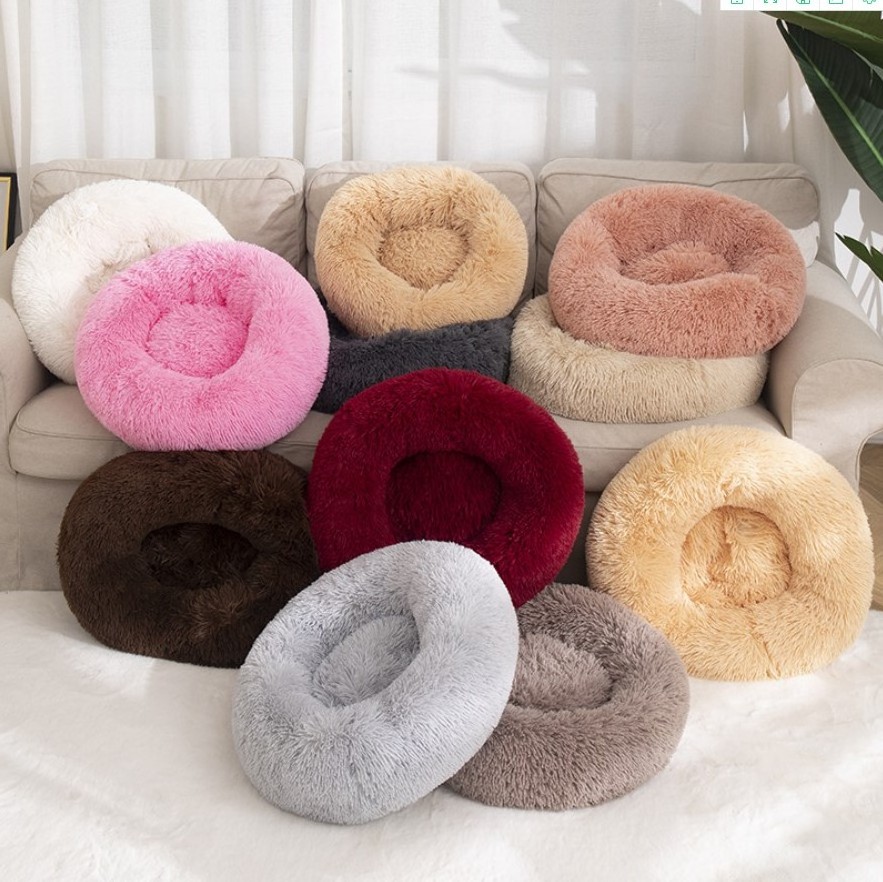 Handmade Wholesale Soft Luxury Round Designer Plush Dog Cat Pet Beds