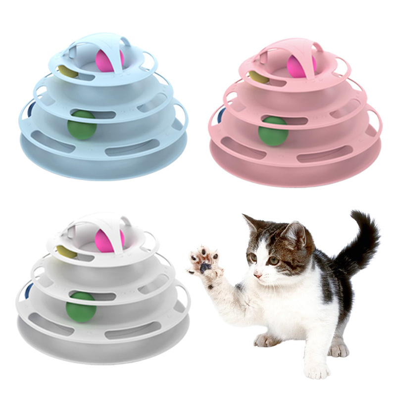 4 Layers Funny Turntable Crazy Ball Disk Interactive Cat Toys for Pet Products