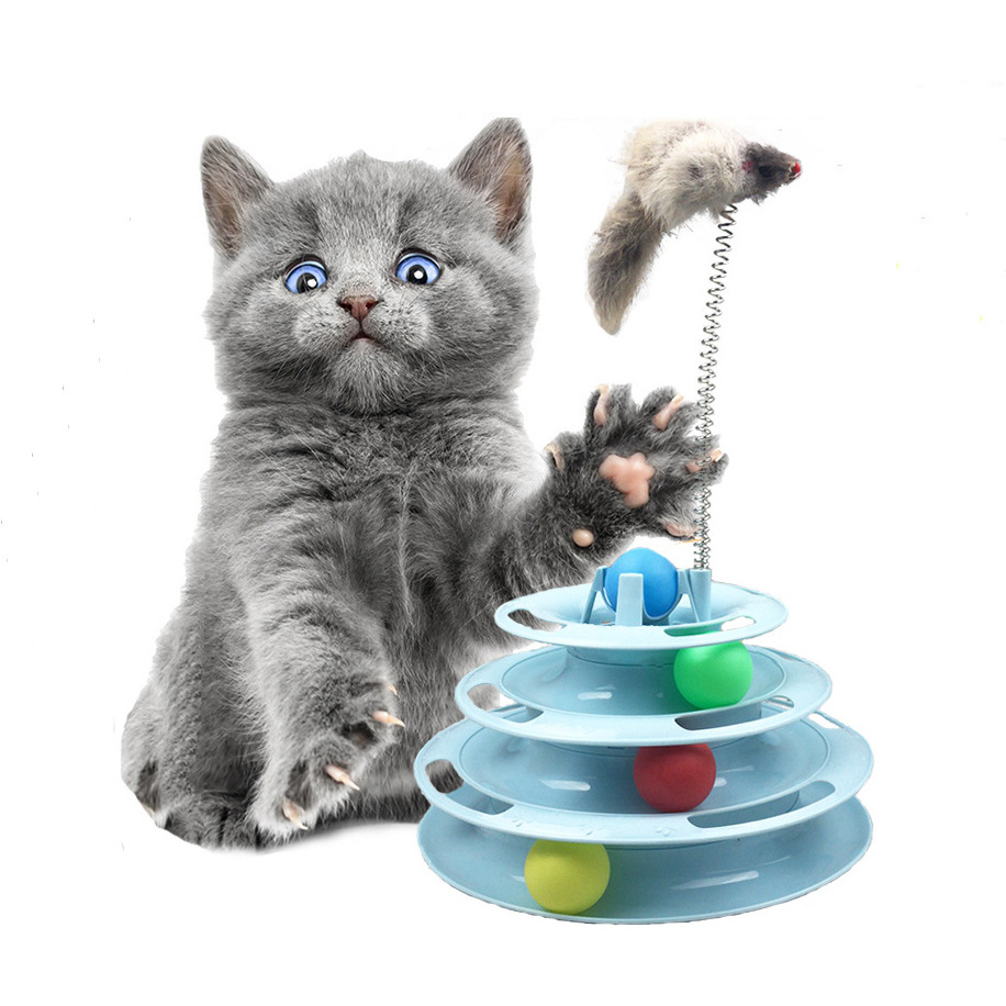 4 Layers Funny Turntable Crazy Ball Disk Interactive Cat Toys for Pet Products