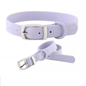 Custom pet purple fashion dog leashes and collar silicone waterproof dog collar