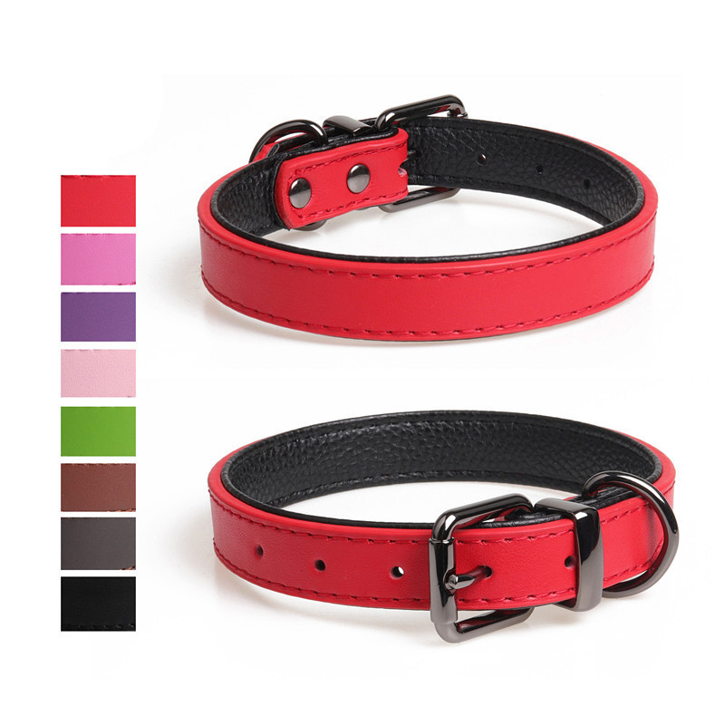 New Fashion E Unique Solid Plain Blank Italian Pet Durable Real Leather Dog Collar