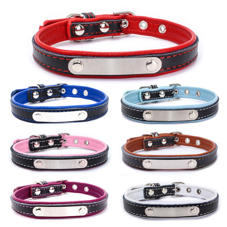 Really Cool Leather Engraved Iron Hit Color Pet Collar Custom Dog Collars