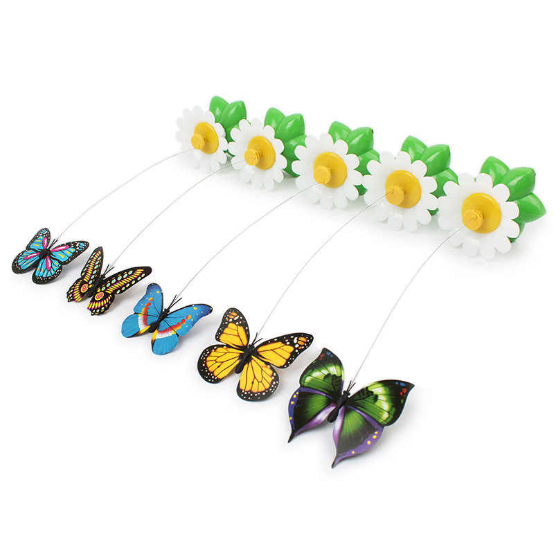 Factory stock wholesale interesting intelligent automatic rotating funny Electric Butterfly Interactive Puzzle Cat Toy