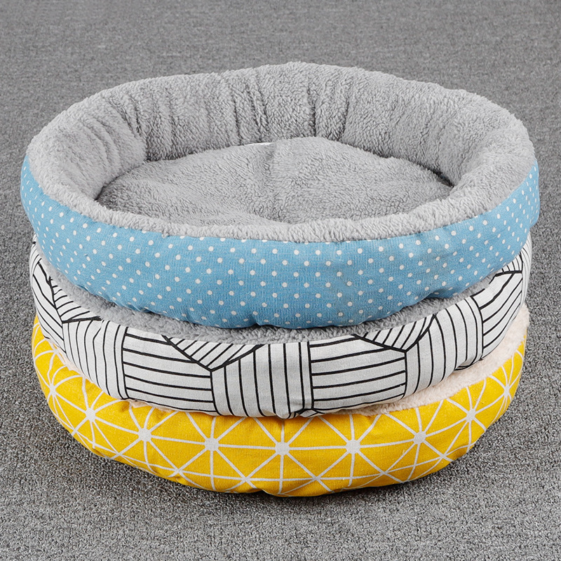 Camas Mascotas China Cute Modern Round Designer Canvas Cheap Pet Bed Supplies Dog Bed