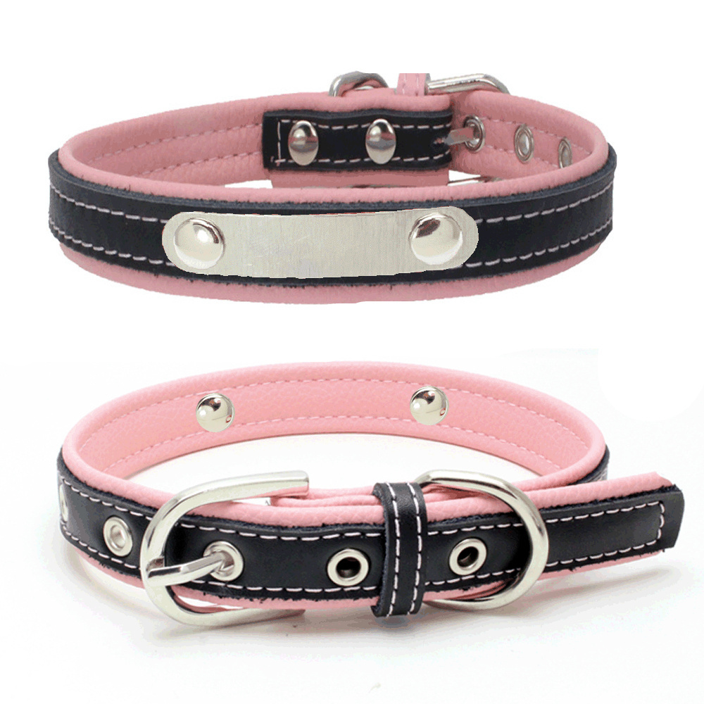 Really Cool Leather Engraved Iron Hit Color Pet Collar Custom Dog Collars