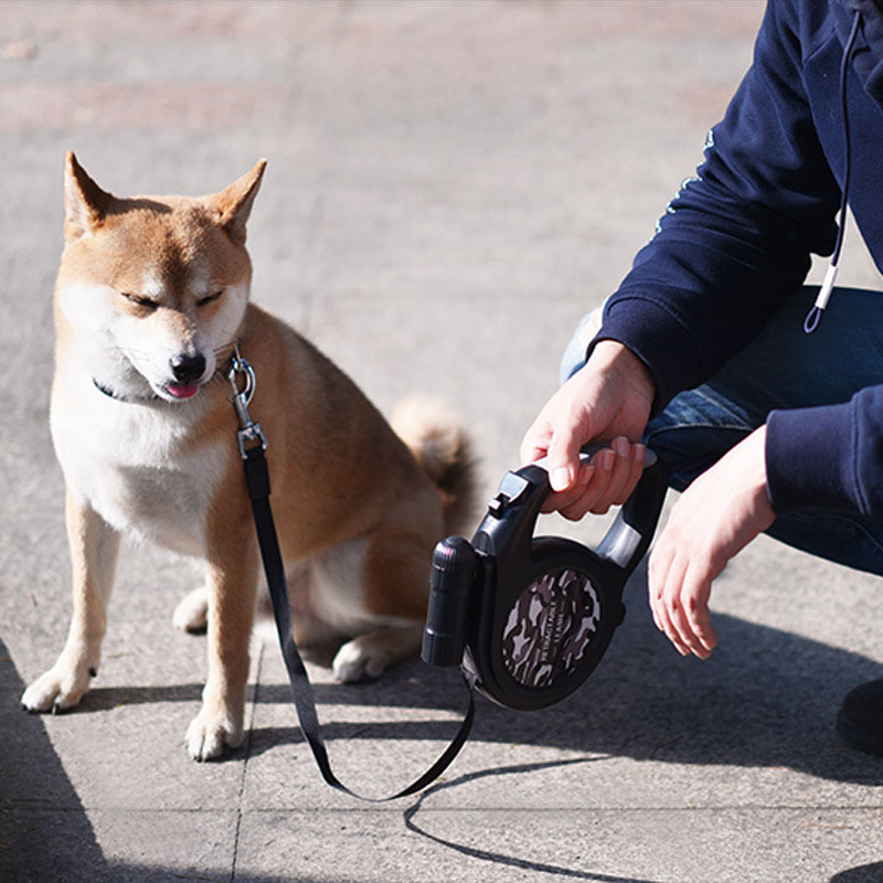 Retractable Anti Slip Handle Dog Leash Pet Walking Leash with LED Flashlight