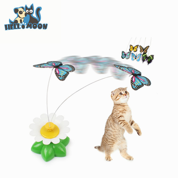 Factory stock wholesale interesting intelligent automatic rotating funny Electric Butterfly Interactive Puzzle Cat Toy