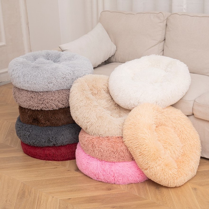 Handmade Wholesale Soft Luxury Round Designer Plush Dog Cat Pet Beds