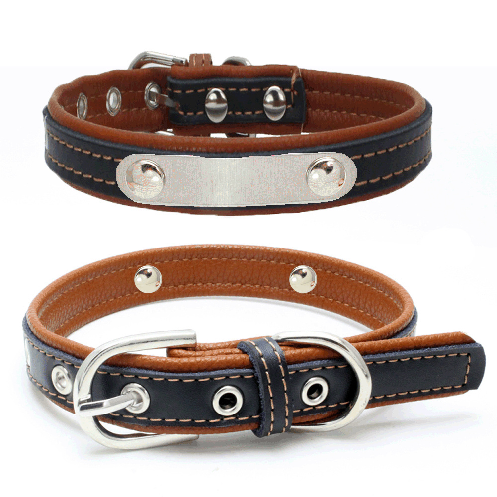 Really Cool Leather Engraved Iron Hit Color Pet Collar Custom Dog Collars