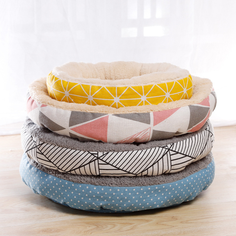 Camas Mascotas China Cute Modern Round Designer Canvas Cheap Pet Bed Supplies Dog Bed