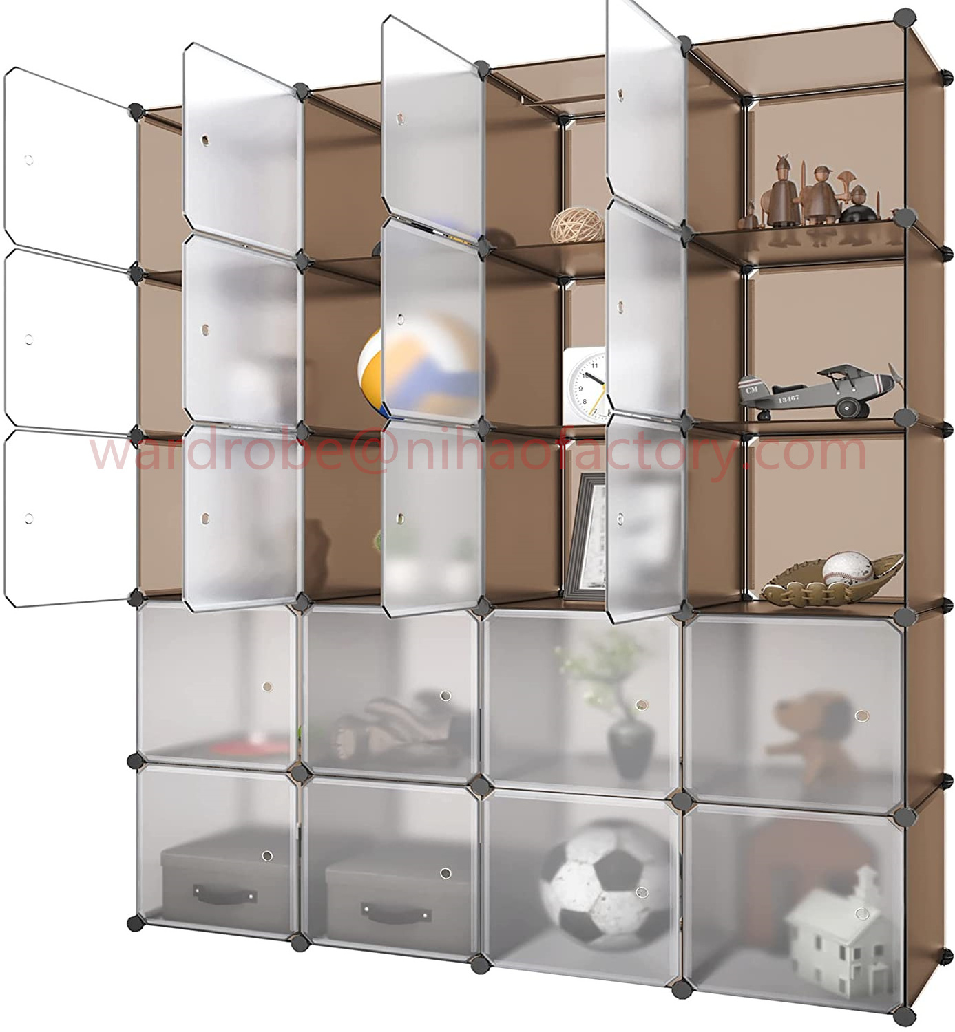 Portable Stackable Closet, DIY Modular Shelves Cabinet, PP Plastic Customizable Bookshelf Bookcase Storage Rack for Home, Office