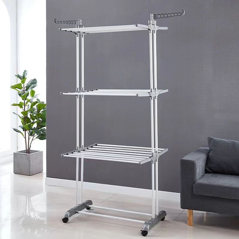 Double Rails Rolling Small Simple Clear Clothing Rack