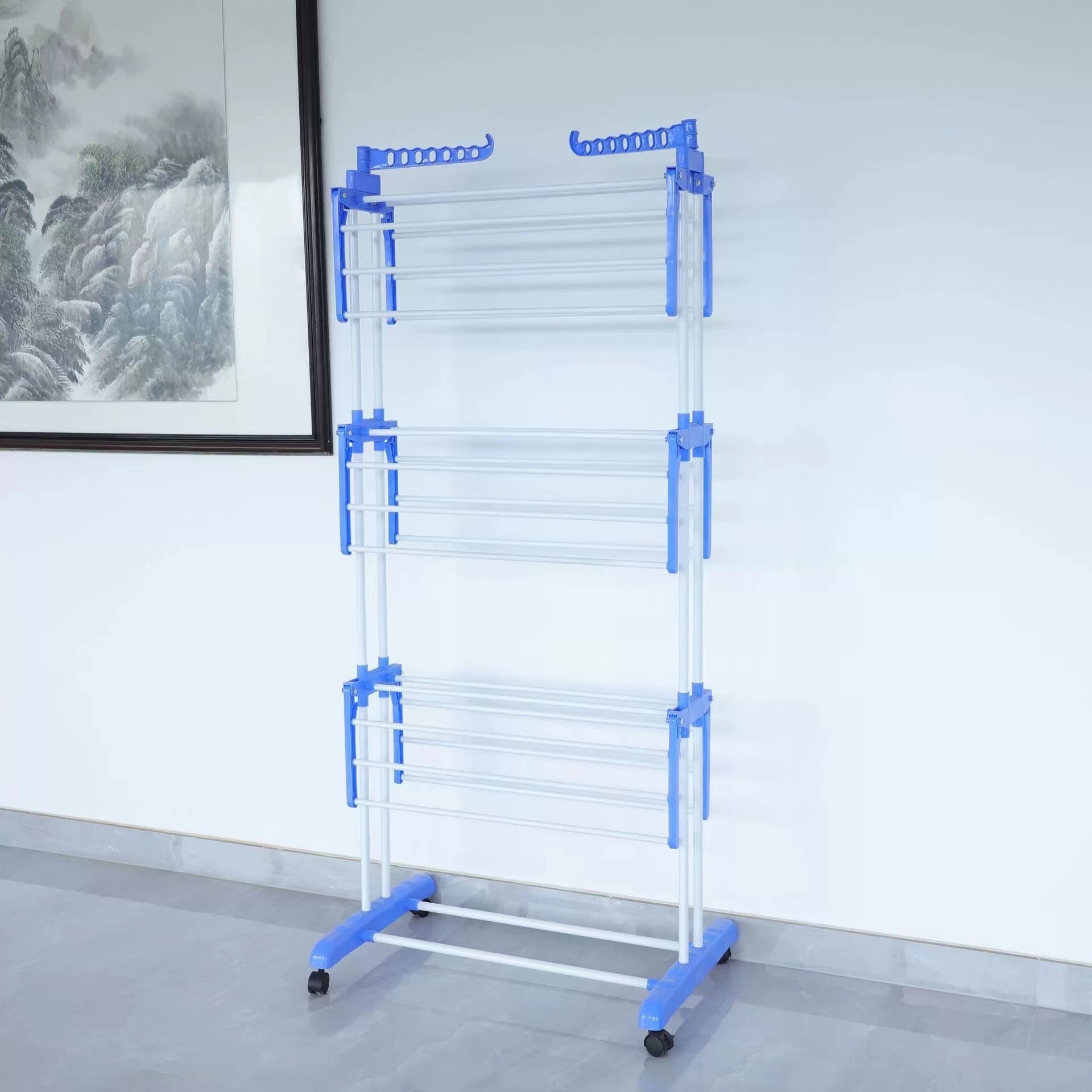 Double Rails Rolling Small Simple Clear Clothing Rack