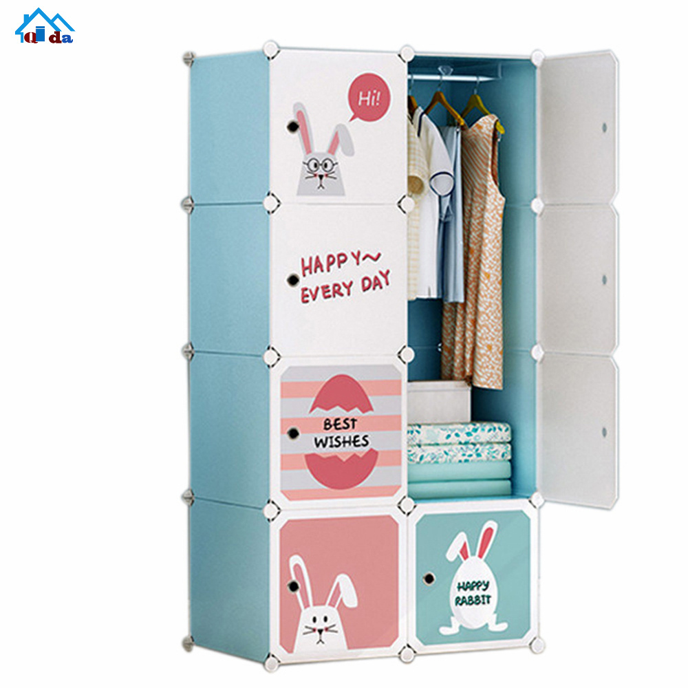 Portable Clothes Closet Wardrobe for Children and Kids DIY Modular Storage Organizer