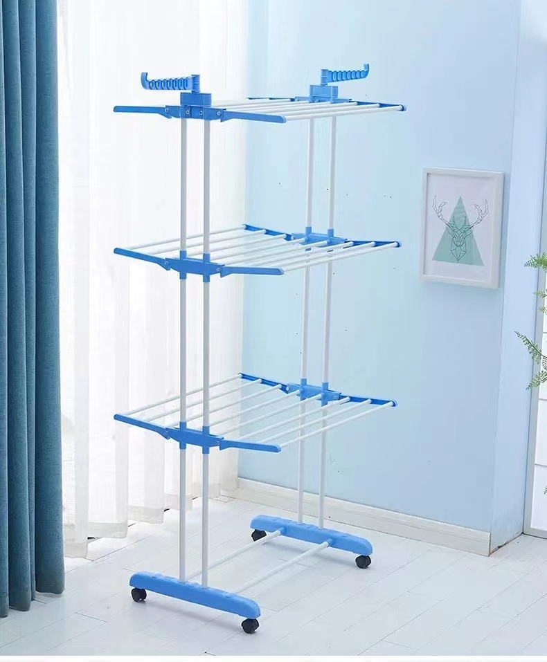 Double Rails Rolling Small Simple Clear Clothing Rack