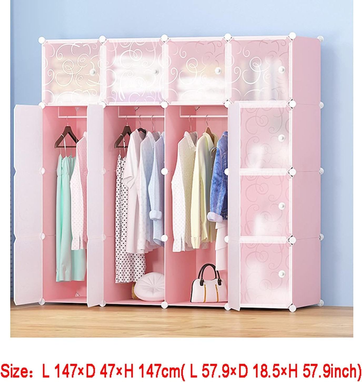 Cube DIY Modular Storage Rack Closet Organizer Wardrobe Plastic Cabinet Doors