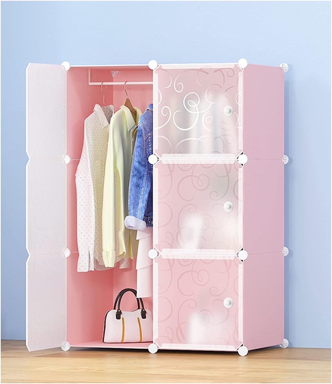 Cube DIY Modular Storage Rack Closet Organizer Wardrobe Plastic Cabinet Doors