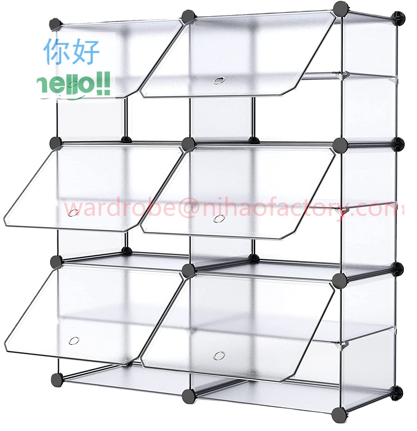 Shoe rack storage cabinet with door, plastic storage cube storage 32-64 Pair of shoes