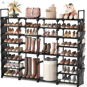 Living Room Furniture 8-tiers Shoe Rack Cabinet Bedroom Furniture Portable Metal Shoe Rack Storage