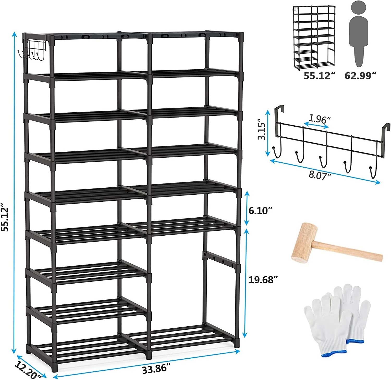 Amazing 10 Tiers Shoe Rack Cabinet 30 Pairs Non-woven Fabric Shoe Rack Portable Organizer Space Saving Shoe Rack With Cover