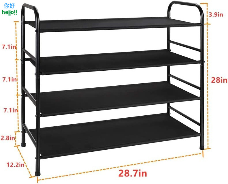 High Quality Adjustable Space Saver 4 Layer Metal Shoe Rack Living Room