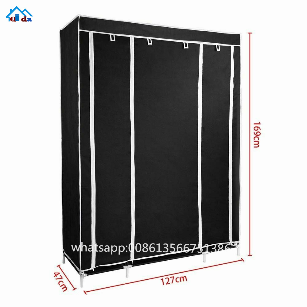 130cm Portable Non-woven Fabric Clothes Closet Freestanding Closet Shelf Storage Organizer Wardrobe With Hanging Rack