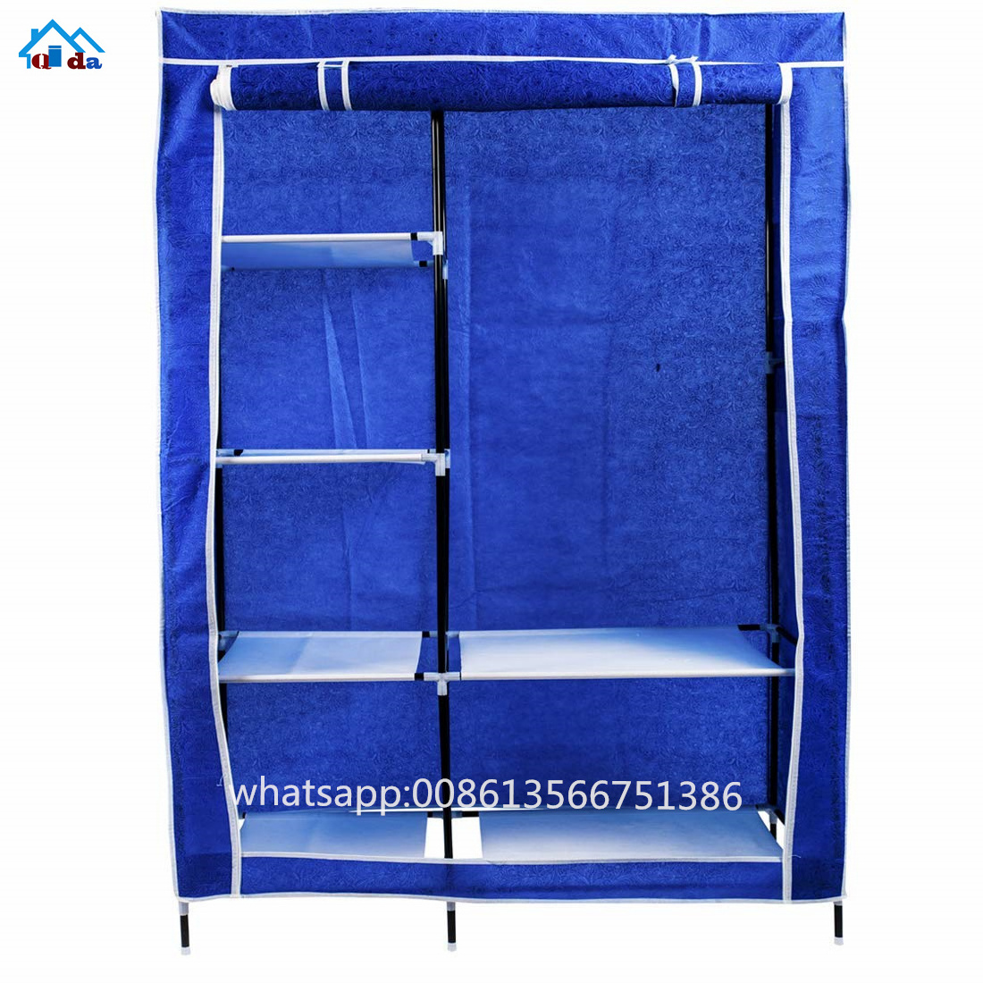 3 Door Low Moq Assemble Folding Cheap Foldable Fabric Canvas Bedroom Cloth In Non-woven Wardrobe Cover Closet Fabric Wardrobe