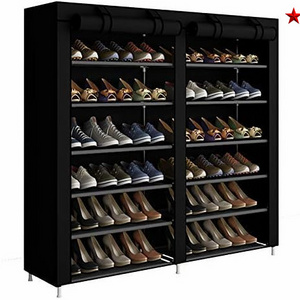 Hot Sale Portable Shoe Rack Cabinet Double 6 Tier Shoe Rack