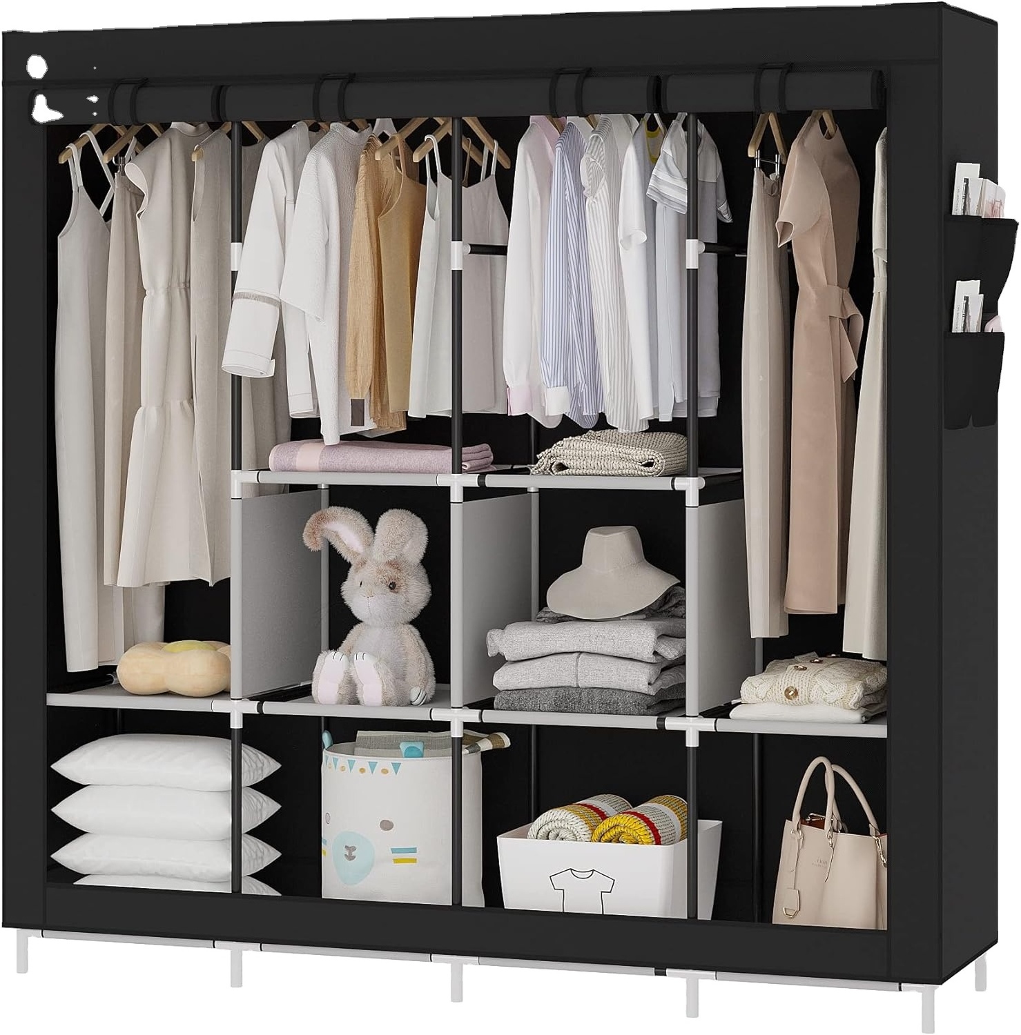 Hot sell Foldable DIY solid wood and non woven fabric portable wardrobe/storage wardrobe