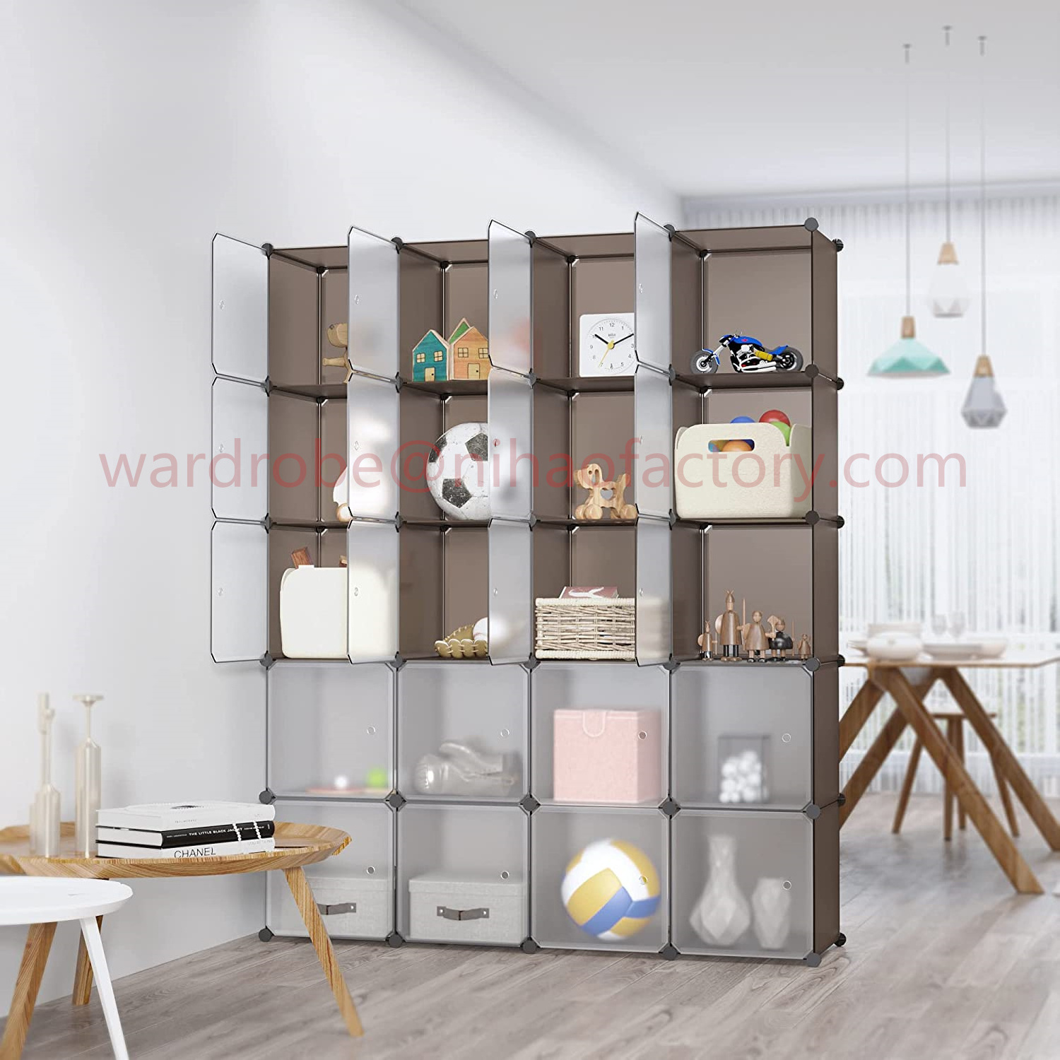 Portable Stackable Closet, DIY Modular Shelves Cabinet, PP Plastic Customizable Bookshelf Bookcase Storage Rack for Home, Office