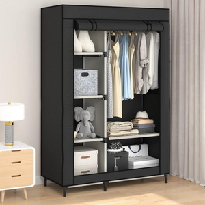 51 Inch Wardrobe Closet for Hanging Clothes with 2 Hanging Rods, 8 Storage Organizer Shelves for Bedroom,