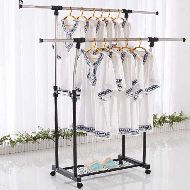 Lowes Portable Adjustable Stainless Steel Rack Clothes Hanger Pole