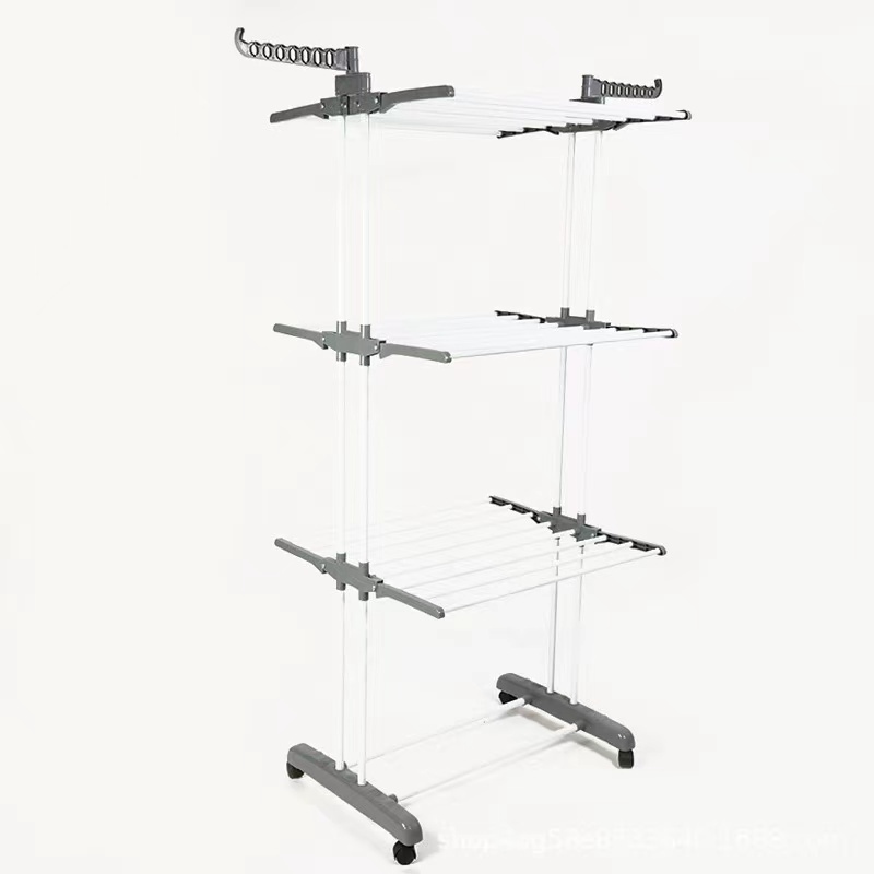 Adjustable Laundry Pole Clothes Drying Rack Floor To Ceiling 4 Way Clothes Racks For Hanging Clothes