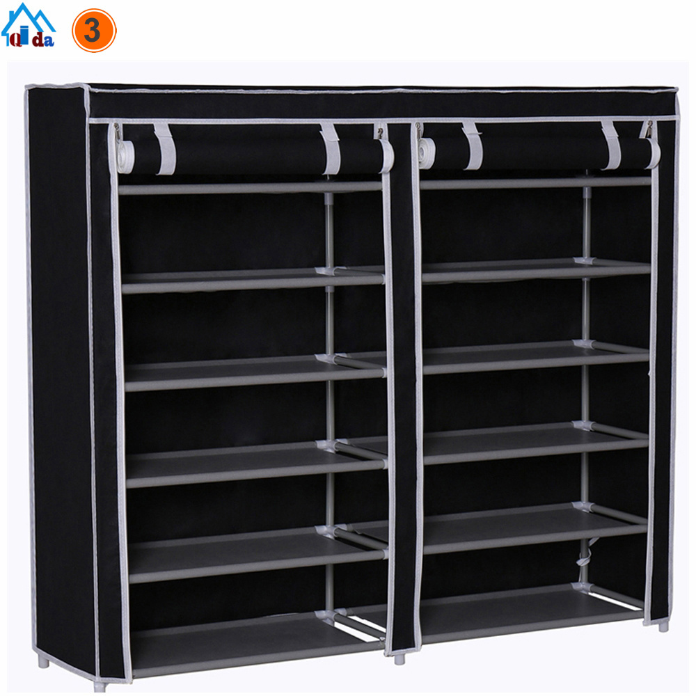 DIY cheap simple open door portable folding fabric 100 pair shoe rack shelf display stand organizer