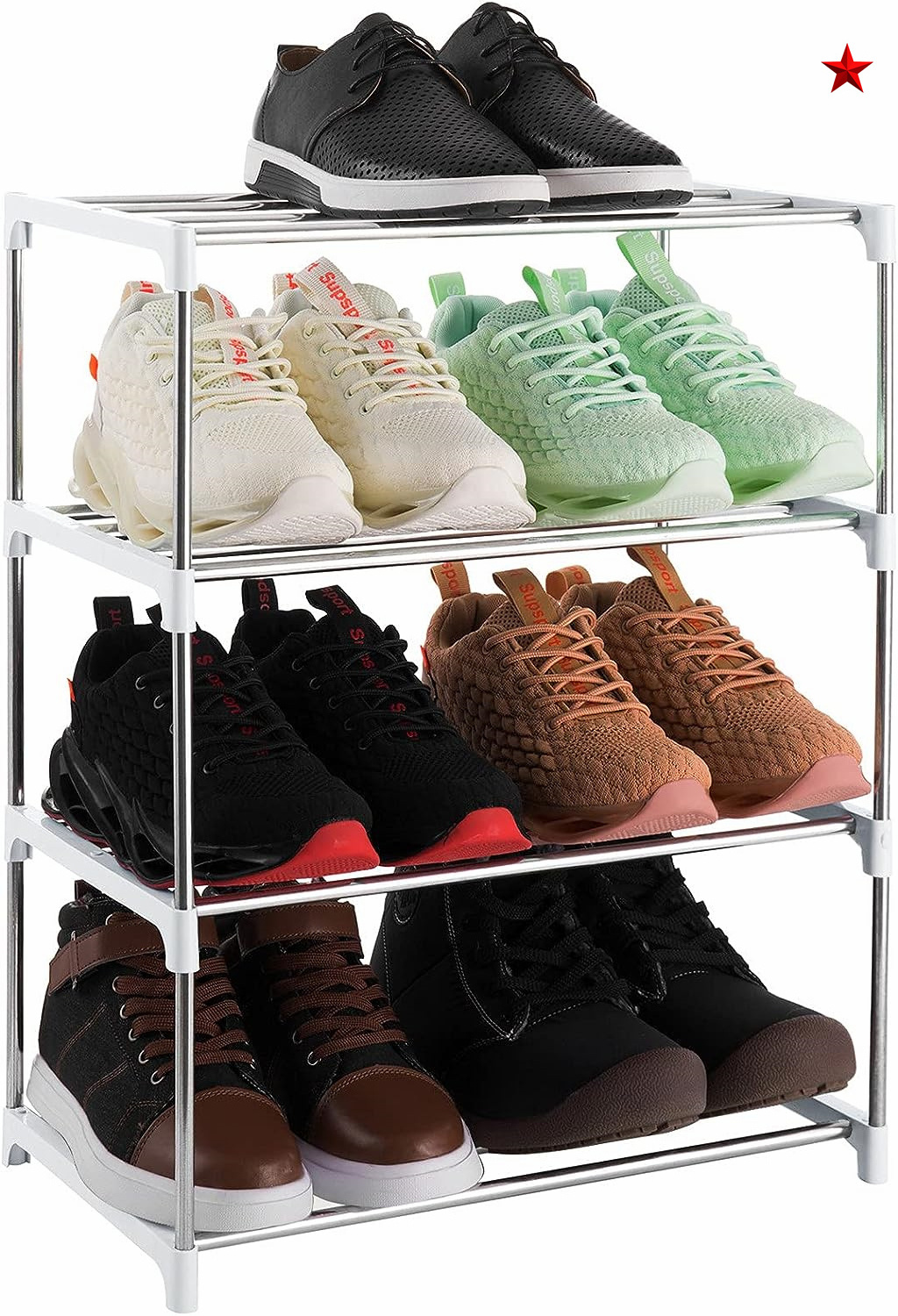 PP plastic and iron tube modern shoe cabinet nice shoeracks 5 tier shoe rack