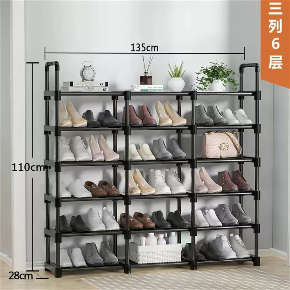 Household Portable Shoe Rack Organizer Cabinet Storage 6 Tier Shoe Rack With Cover