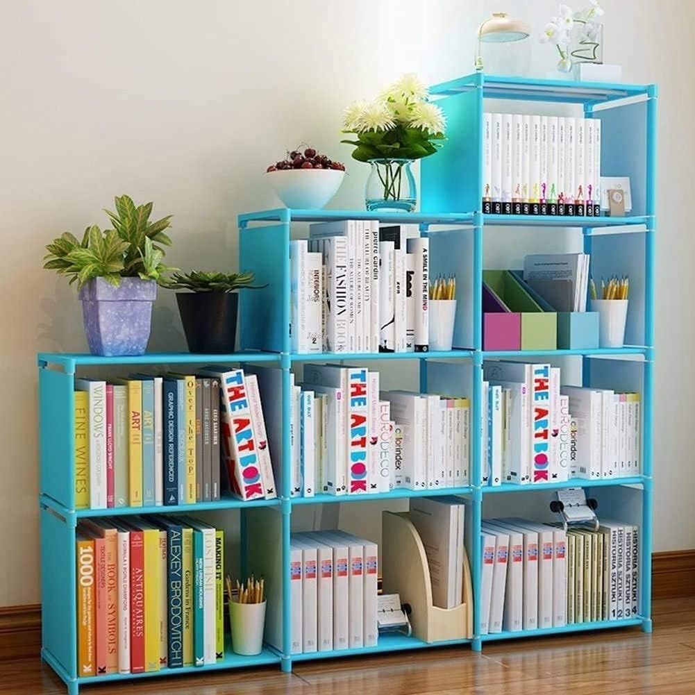 Tree-Shaped Bookcase Storage Shelf with 13 compartments, Books Organizer Display Cube Shelves, Industrial Free Floor Standing