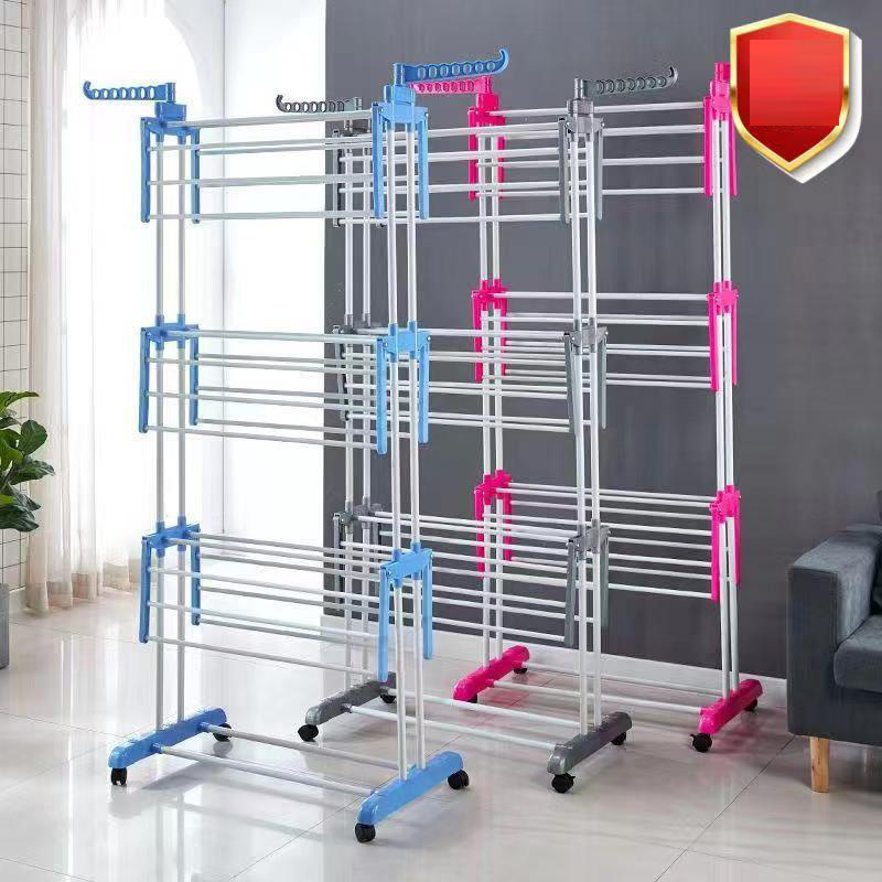 Adjustable Laundry Pole Clothes Drying Rack Floor To Ceiling 4 Way Clothes Racks For Hanging Clothes