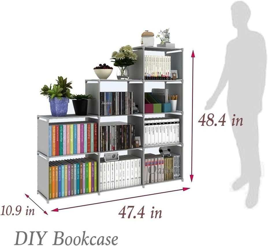 Tree-Shaped Bookcase Storage Shelf with 13 compartments, Books Organizer Display Cube Shelves, Industrial Free Floor Standing