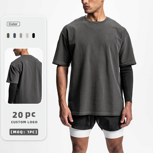 Oversize Muscle Mens Short Sleeve T Shirts Blank Workout Casual Round Neck Sports Running Tops