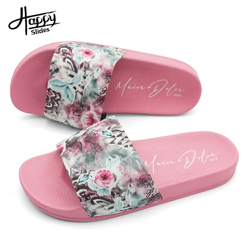 2023 Trendy Slides Beautiful Wholesale House Slippers For Women Customize Your Own Slides Outsole Shoes Sandals Logo