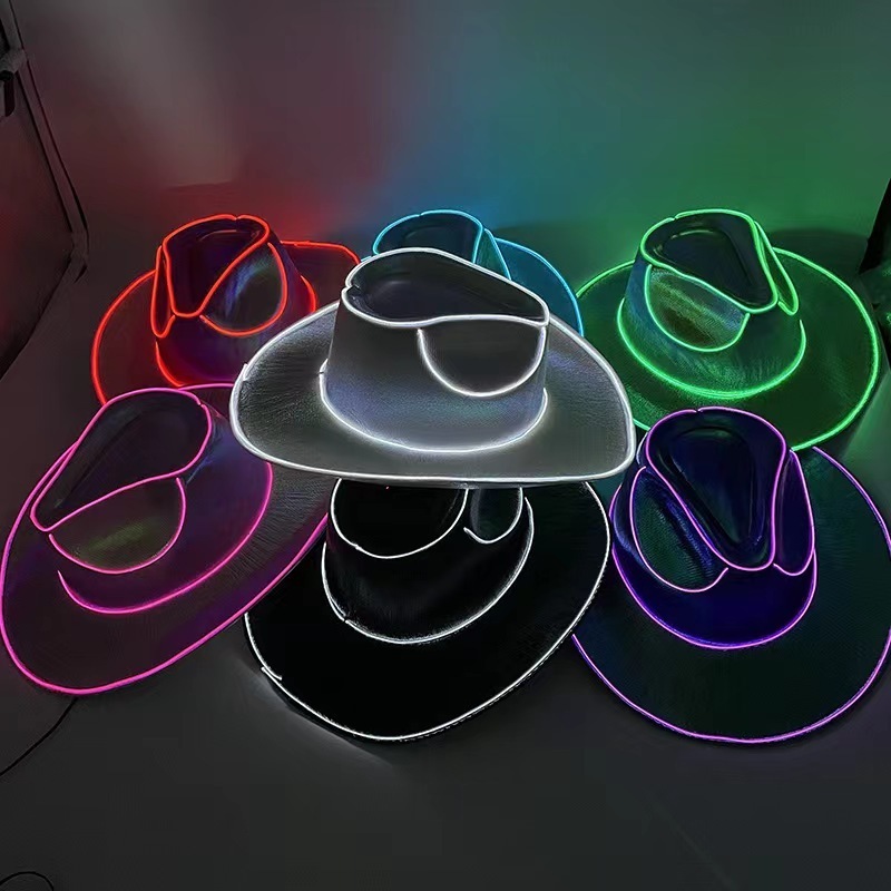 Factory Direct Price Pink Cowgirl Hat Led Light Up Cowboy Hat Neon Led Light Up Cowboy Hat