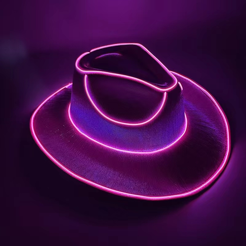 Factory Direct Price Pink Cowgirl Hat Led Light Up Cowboy Hat Neon Led Light Up Cowboy Hat