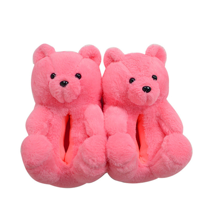 HelloWorld Wholesale Plush Teddy Bear Slippers Women Slippers Soft Fur For Sale