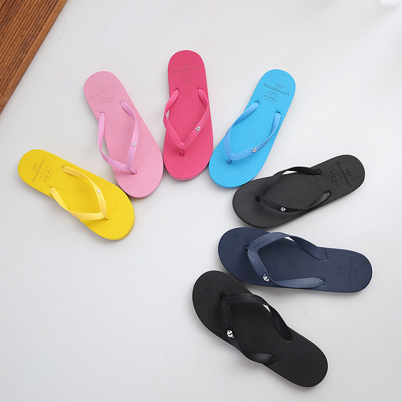 Simple Solid Color Slippers Flip Flops Women Summer Casual Non-slip Couple Flip Flops Breathable Beach Slippers