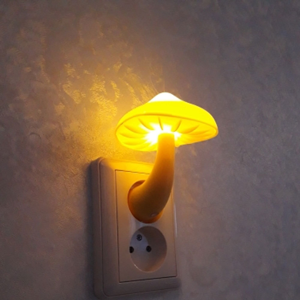 Led Night Light Mushroom Wall Lamp Cartoon Children's Bedroom Light Control Induction Bedroom Lamp Home Decoration