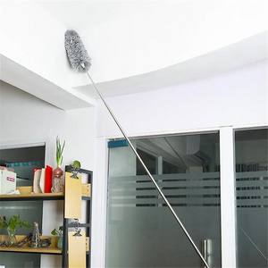 2.8m Long Handle Telescopic Pole Washable Extendable Duster Static Stainless Steel Bendable Brush Lengthen Roof Cleaning Tool